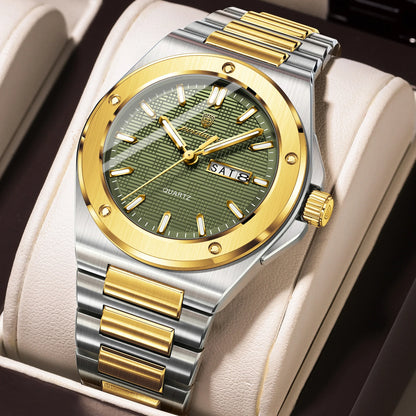 POEDAGAR High Quality Men Clock Date Week Waterproof Fashion Watch For Man Stainless Steel Luxury Men's Quartz Watches Reloj+Box