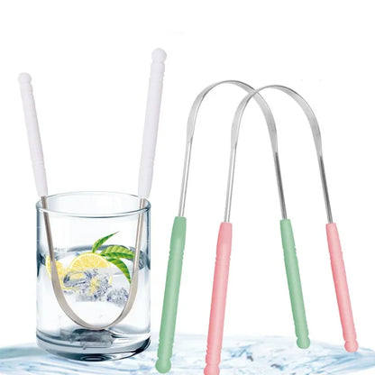 New Stainless Steel Tongue Scraper Fresh Breath Cleaning Coated Tongue Toothbrush Oral Hygiene U-shaped Metal Tongue Scraper