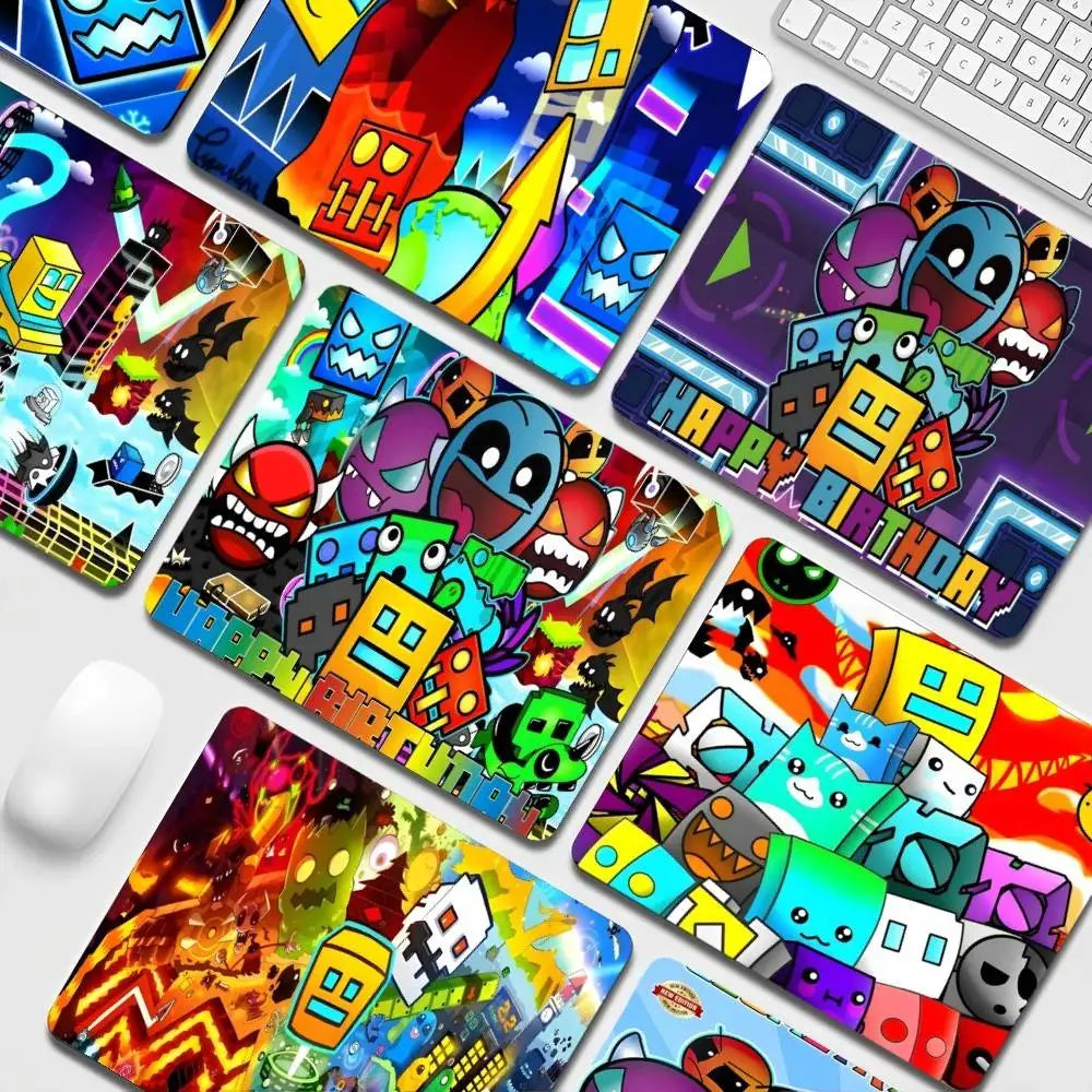 Cartoon Geometry Dash Video Game Office Student Gaming Thickened Large Pad Non-slip Cushion Mouse Pad for PC Computer Table