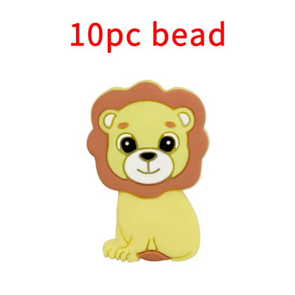 1/3/10pcs Lion Baby Silicone Teether Beads Toy DIY Pacifier Chain Necklaces Pendant Bite Chew Rodent For Teething Kids Toys