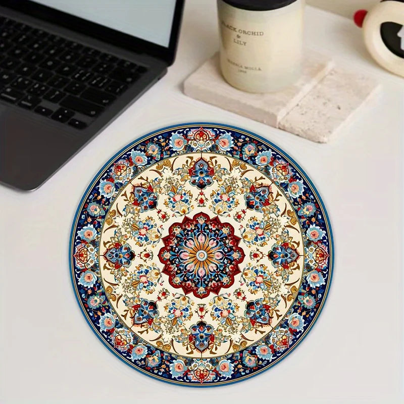 Music record design round mouse pad small desk pad portable Desk Mat pc accessories rubber anti-slip suitable for work and game