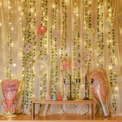 2 Meters LED light string Artificial Green Vine Home christmas  Wedding Bridal garden Hanging green plants party DIY Decoration