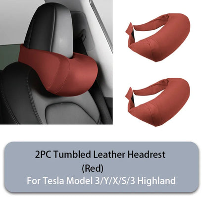 GDBCHZDM Seat Headrest Travel Rest Neck Pillow For Tesla Model 3/Y/X/S suede  Neck Pillow Memory Foam Pillows Car Accessories