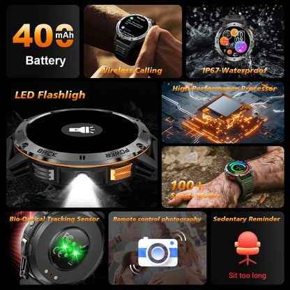 2025  Smart Watch Wireless Calling Weather Forecast Magnetic Charging Waterproof LED Flashlight Men smartwatch For Android IOS