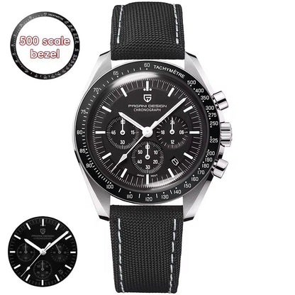 PAGANI DESIGN 2026 New Moon Men's Watches Luxury Quartz Watch For Men VK63 Chronograph AR Sapphire Mirror Ceramic Bezel Luminous