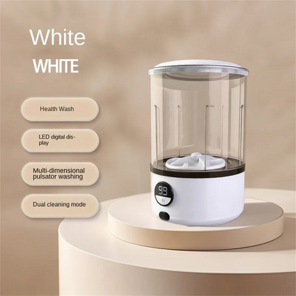 A White 2L Mini Washing Machine, 2000Mah, Fully Automatic Portable Turbine Led Washing Cup, and Compact for Children's Clothing, Underwear, Panties, and Socks