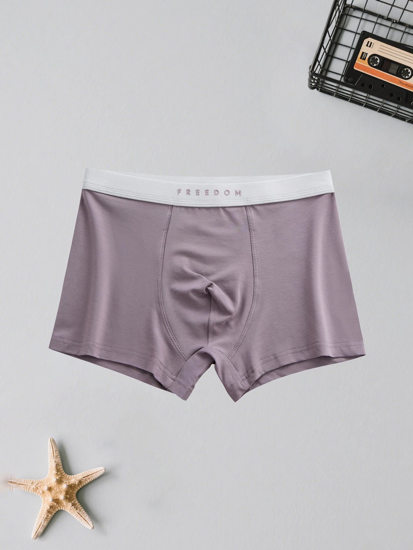 2PCS men's cotton panties sexy solid color boxer shorts mid waist breathable and comfortable boxer shorts