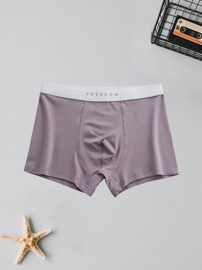 2PCS men's cotton panties sexy solid color boxer shorts mid waist breathable and comfortable boxer shorts