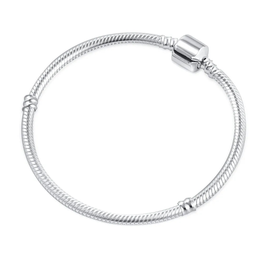 2025 New Disney Mickey Mouse Spider Man Heart Clip Original 925 Silver Plated Bracelet Love Buckle Bead Decoration DIY Women's