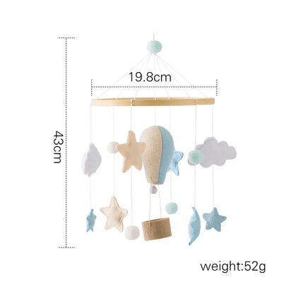 Baby Wooden Rattles Bed Bell Soft Felt Cartoon Elephant Cloudy Star Hanging Bed Bell Mobile Crib Montessori Education Toys