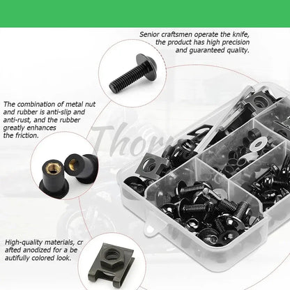 195Pcs Motorcycle Accessories Aluminum Fairing Bolt Screws Kit Nut Clips For Yamaha TMAX500 TMAX530 TMAX560 TMAX 500 530 560