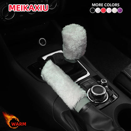 2 SET Winter short plush hand warmer comfortable car handbrake cover handle cover handle cover interior car accessories