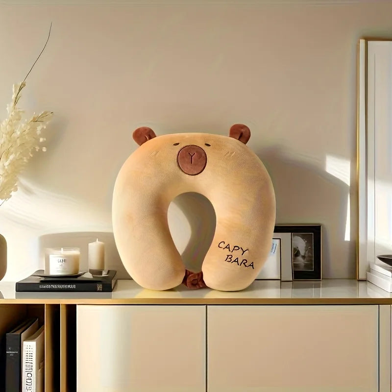 Capybara U Shaped Pillow Office Nap Neck Pillow Portable Travel Neck Pillow Back Support Pillow Portable Car Pillow for Nap