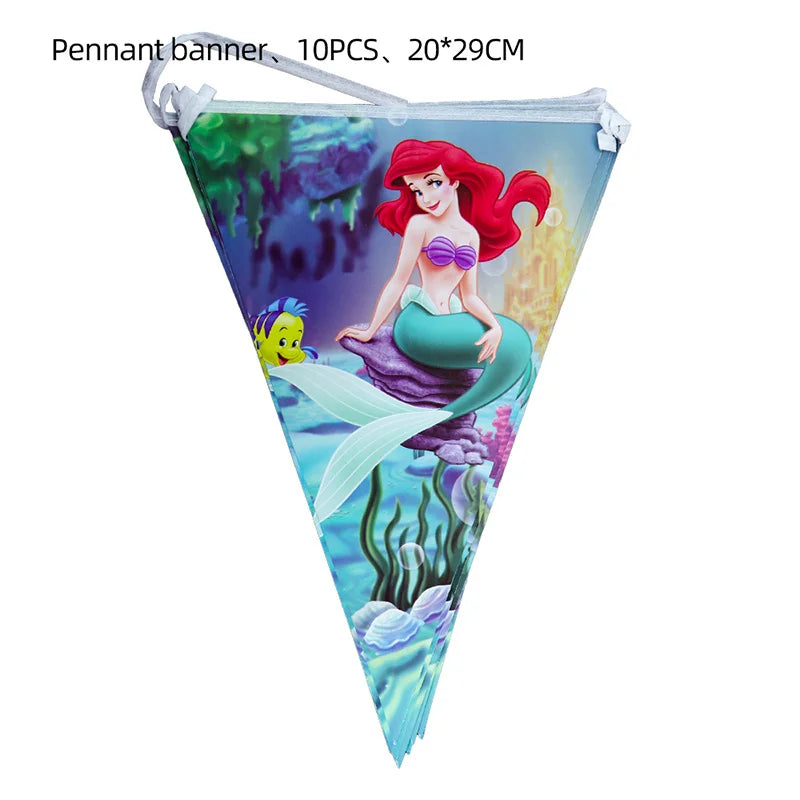 The Little Mermaid Birthday Party Decoration Princess Ariel Paper Napkin Plate Cup Tablecloth Balloons Kids Baby Shower Supplies