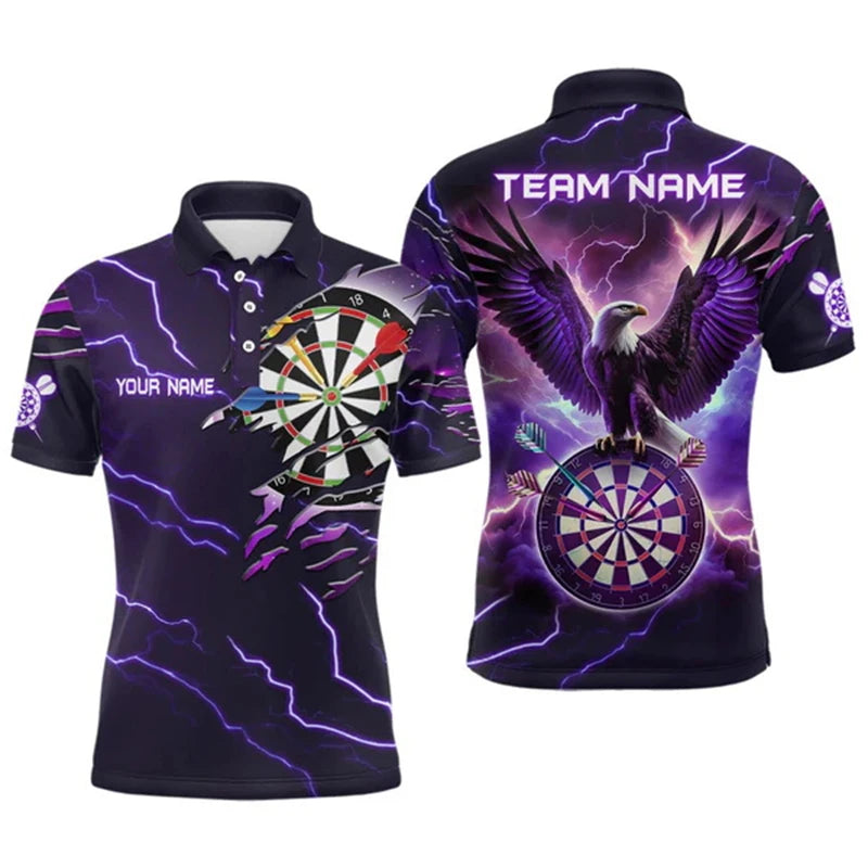 Cool 3D Personalized Orange Darts Board Flame Men Dart Polo Shirt Custom Team League Dart Jerseys Uniform Gift For Darts Lovers