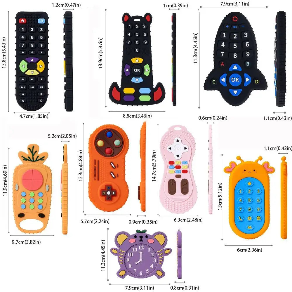 Baby Silicone Teether Toys Remote Control Shape Teether Rodent Gum Pain Relief Teething Toy Kids Sensory Teether Toys