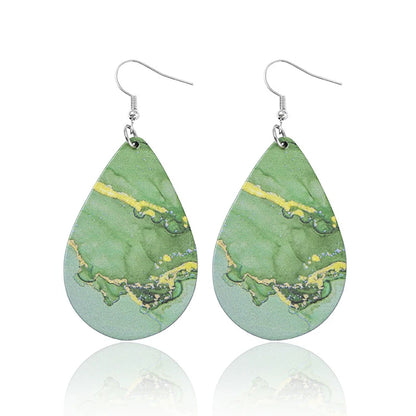 Bohemian Blue Ocean Sea Beach Dangles Water Drop Leather Earrings For Women Summer Jewelry Accessories