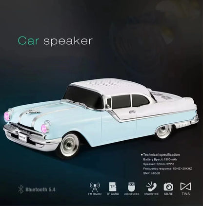 Wireless Bluetooth Computer Speaker Classic Car Shaped with Subwoofer TF Card U Disk FM Radio AUX TWS Multifunctional Sound Box