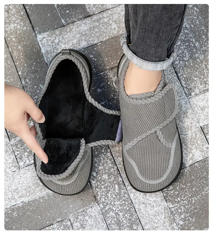 Wide Footed Shoes Winter Suede Casual Shoes Men Anti Slip Sole Loafers Women Minimalist Style Snow Comfortable Thick Soled Shoes