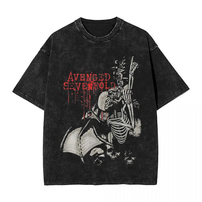 Avenged Sevenfold T Shirts Hip Hop Washed Cotton T-Shirt Vintage Men Women Tops Streetwear Printed Tee Shirt