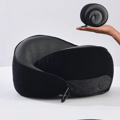 Memory Foam U Shaped Pillow Foldable Storage Neck Support Travel Airplane Car Nap Rest Cushion Soft Comfortable Portable