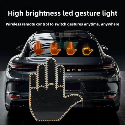 Creative Fun Three Models Gesture Lamp Car Interior Rear Windshield LED Hand Gesture Sign Middle Finger Sign Warning Brake Light