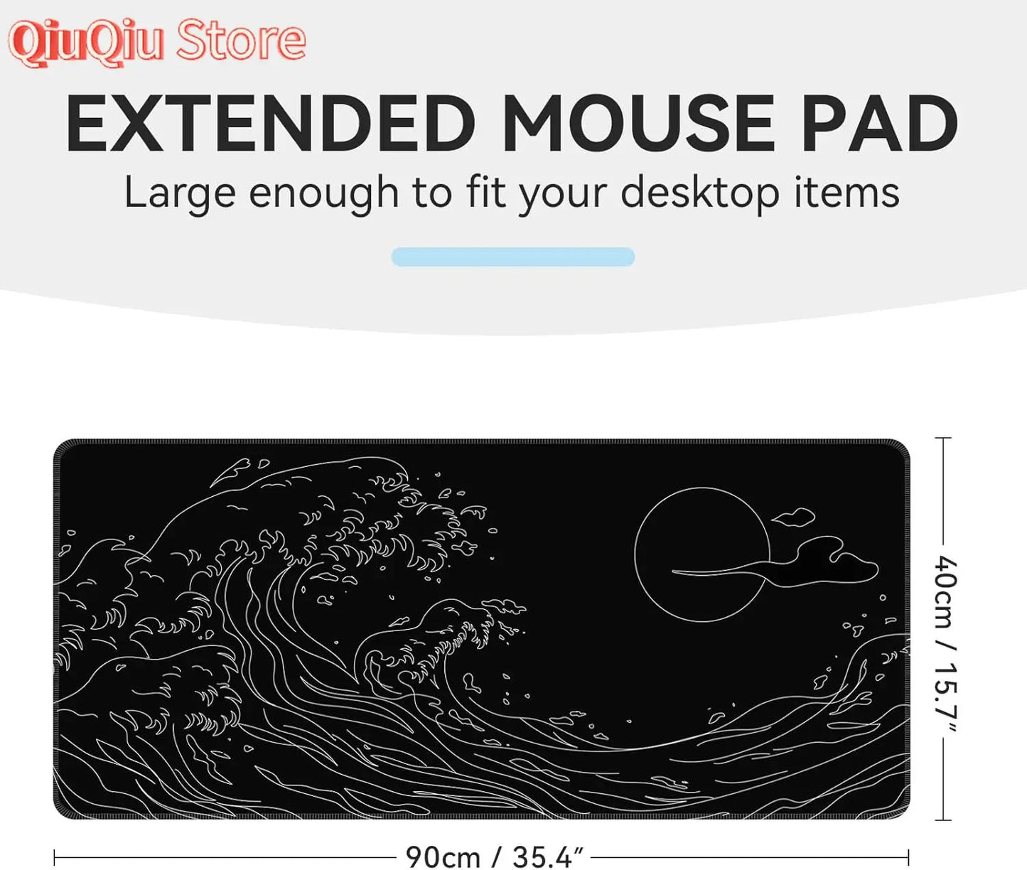 XXL Mouse Pad Sea Wave Gaming Mouse Pad Waterproof Mousepad Extended Large Mouse Mat Desk Pad Laptop Desk Mat Office and Home