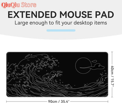 XXL Mouse Pad Sea Wave Gaming Mouse Pad Waterproof Mousepad Extended Large Mouse Mat Desk Pad Laptop Desk Mat Office and Home