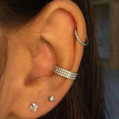 G23 Titanium Piercing Double Layered Triple Stack Hinged Zircon Nose Ring Helix Cartilage CZ Small Cartilage Septum Clicker