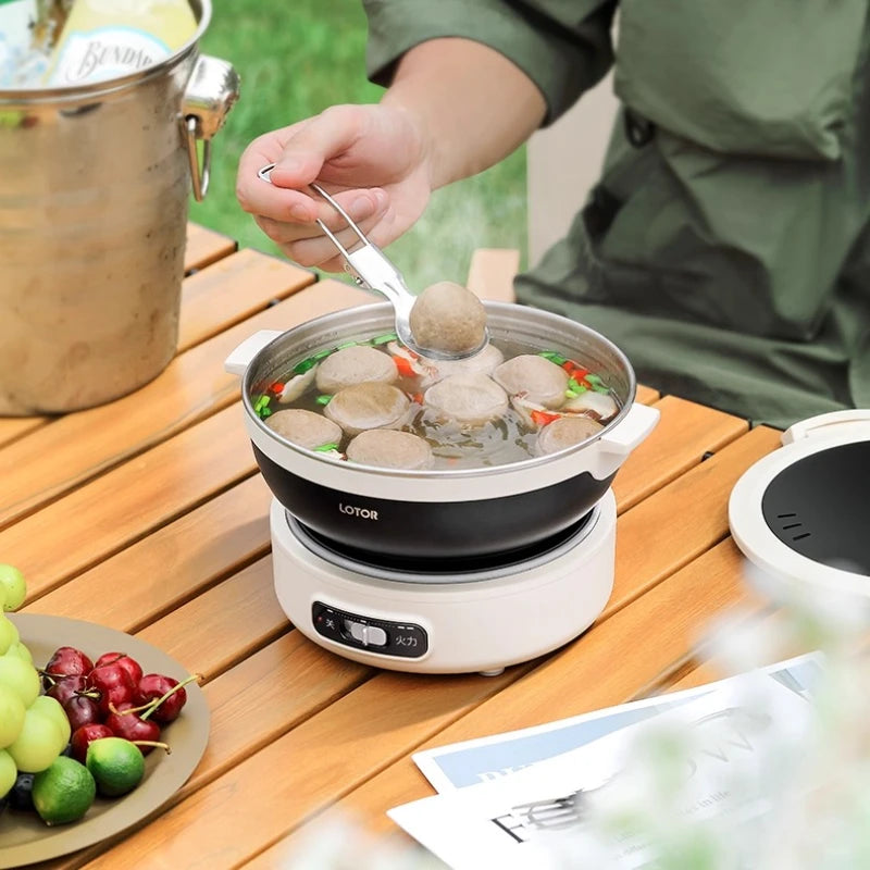 Portable Electric Cooking Pot Foldable Small Multi-Functional Stainless Steel Travel Split Electric Hot Pot Panela Eletrica