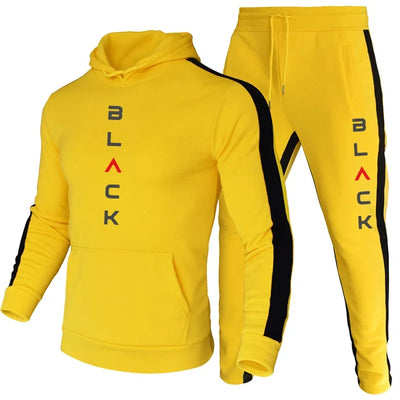 Mens Athletic Tracksuit High Quality Hooded Jogging Set Casual Sportswear Daily Training Sweatshirt Clothing Male Hoodie Outfits