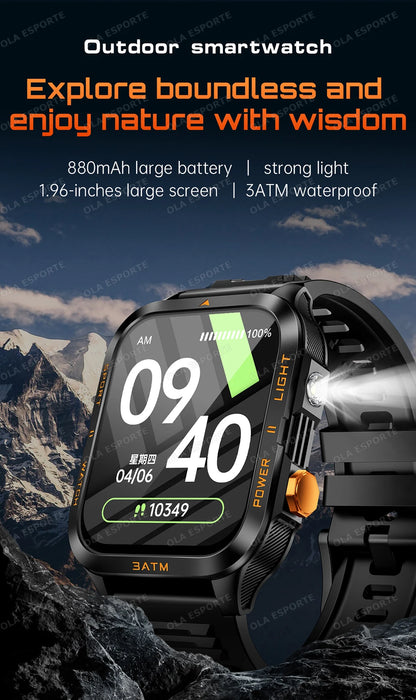 Smart Watch For Android IOS AMOLED Screen Bluetooth Call Fitness Clock 100+ Sports Modes Pedometer 880mAh Battery Men Smartwatch