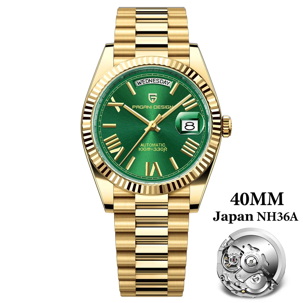 PAGANI DESIGN Men's Watches DD40 Gold White Luxury Automatic Watch Men TMI NH36A Date Week Mechanical Watches For Men 2026 New