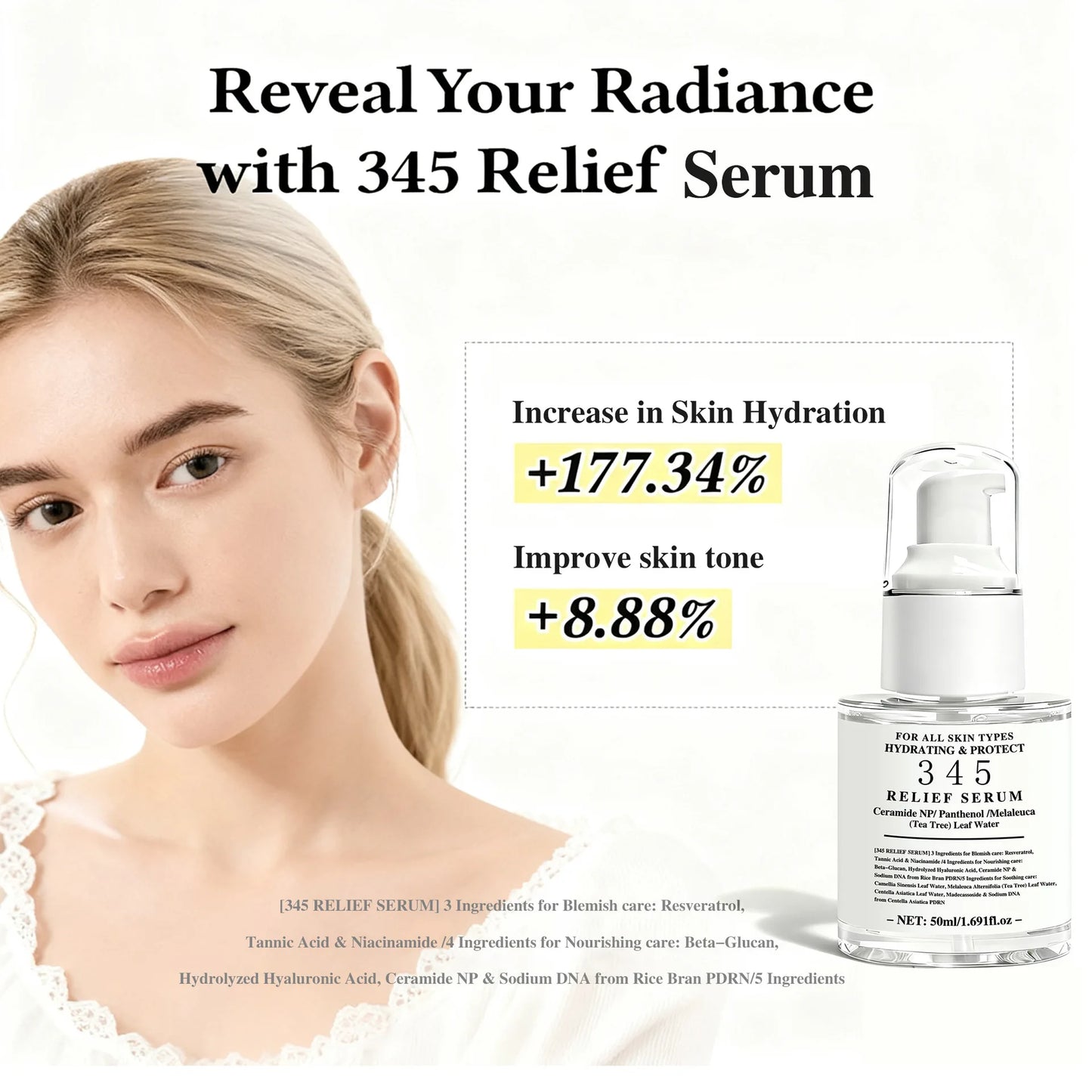 Face essence liquid relief serum Hydrating the skin improve skin sensitivity issues  essence suitable for all skin types 50ml