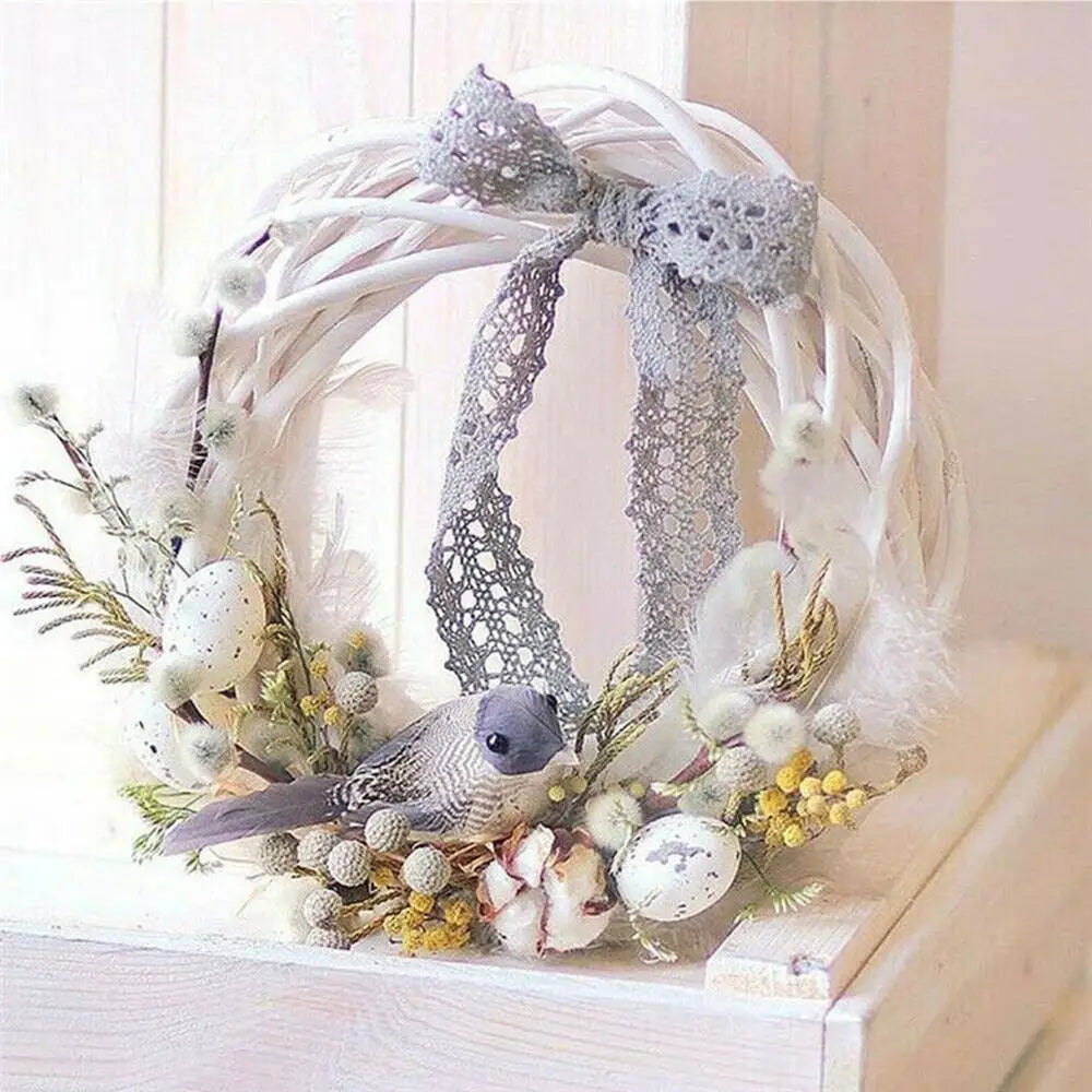 10-30CM Christmas Rattan Ring White Wreath Garland Hanging Vine Ring DIY Craft Xmas Ornaments Xmas Party Decorations