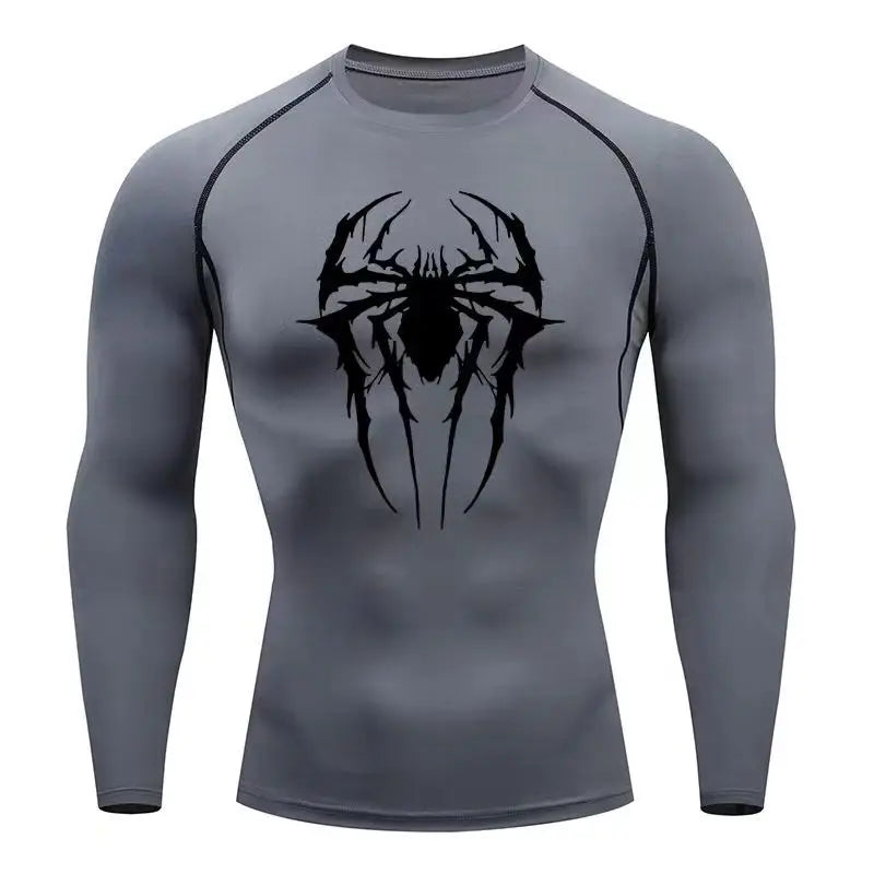 Casual Anime Print Running Compression T-Shirt Men Quick-Drying Fitness Sportswear Gym Sports Long Sleeve Breathable Top S-3XL