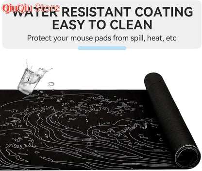XXL Mouse Pad Sea Wave Gaming Mouse Pad Waterproof Mousepad Extended Large Mouse Mat Desk Pad Laptop Desk Mat Office and Home