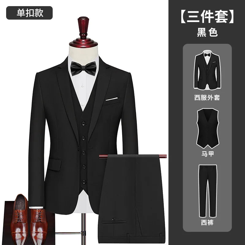 Men's Big Size Suit Set Professional Business Wedding Groom Office Team Uniform Summer Formal Suit
