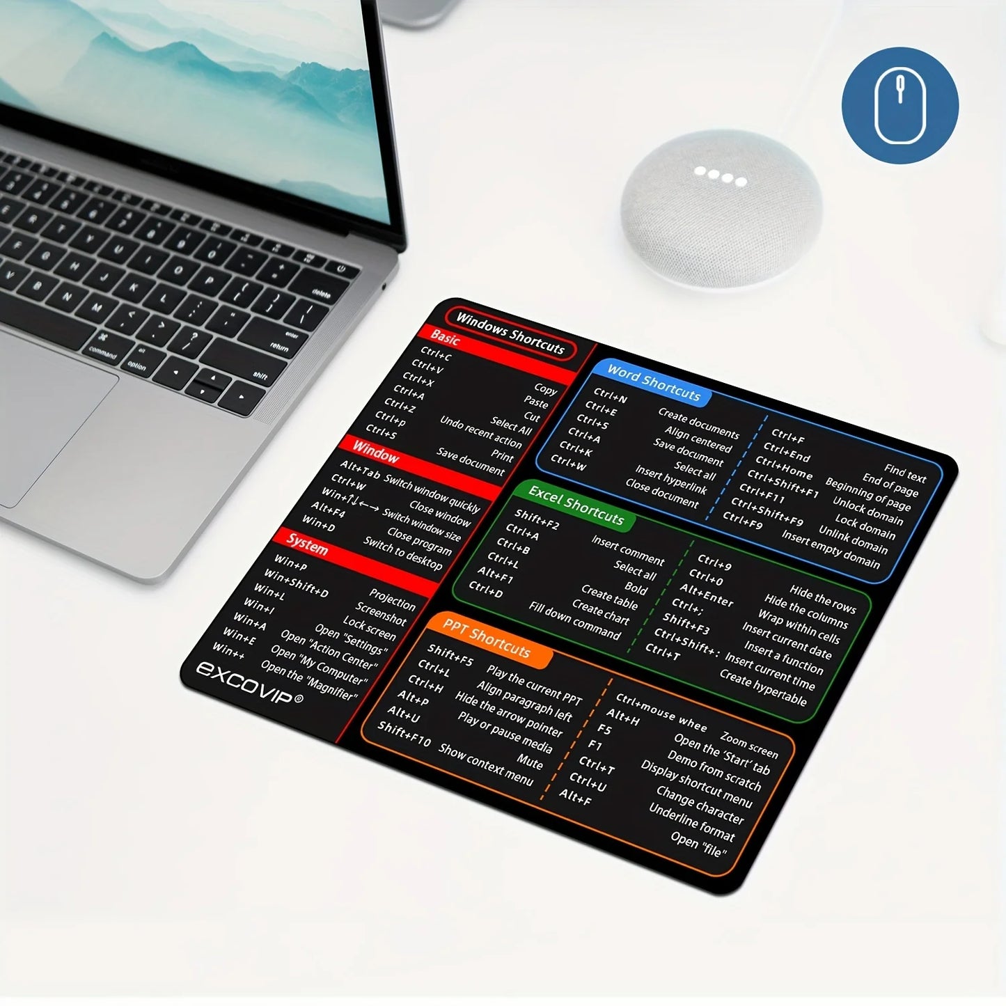 Windows Shortcut Mouse Pad Office Software Office Word Excel PPT Shortcut Small Mouse Pad or Large Table Pad for Office Home