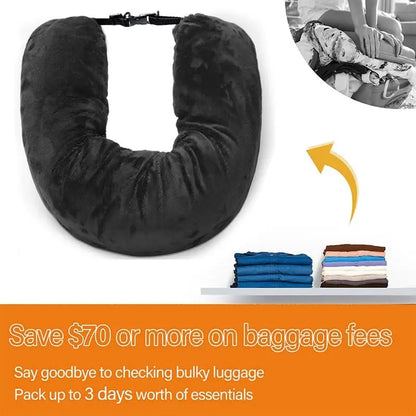 Multi-Functional Fillable Neck Pillow Lycra Fabric Stuff with Clothes, Portable Travel Bag Neck Support Pillow U Shape Pillow