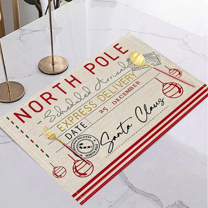 4/6/8PCS Christmas Tree Placemats Linen Non Slip Table Mats Rectangular Non Slip Dining Table for Kitchen Home Decor Essentials