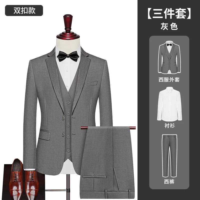 Men's Big Size Suit Set Professional Business Wedding Groom Office Team Uniform Summer Formal Suit