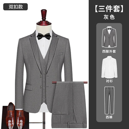 Men's Big Size Suit Set Professional Business Wedding Groom Office Team Uniform Summer Formal Suit