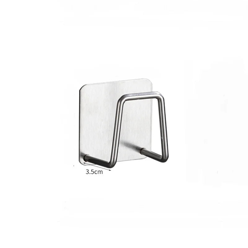 No-Drill Kitchen Sink Storage Rack Stainless Steel Sponge Holder Wall-Mounted Rag Hanger Wire Ball Drain Rack