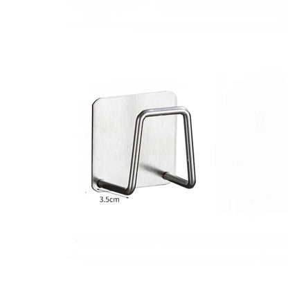 No-Drill Kitchen Sink Storage Rack Stainless Steel Sponge Holder Wall-Mounted Rag Hanger Wire Ball Drain Rack