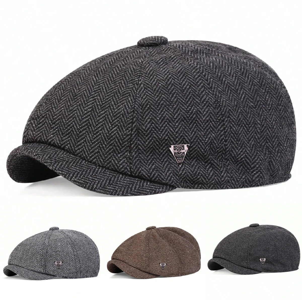 Unisex FASHION DENIM Letter Label Herringbone Newsboy Caps Men British Painters Hats Spring and Autumn Berets Hip Hop Berets
