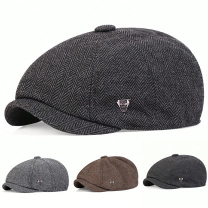Unisex FASHION DENIM Letter Label Herringbone Newsboy Caps Men British Painters Hats Spring and Autumn Berets Hip Hop Berets