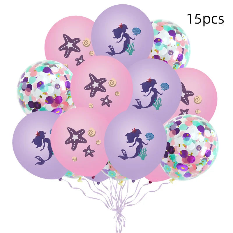 The Little Mermaid Birthday Party Decoration Princess Ariel Paper Napkin Plate Cup Tablecloth Balloons Kids Baby Shower Supplies