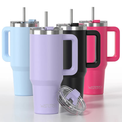 WATERSY Large Capacity 30/40oz Stainless Steel Tumbler with Handle And Straw Double Vacuum Insulated Thermal Coffee Mug