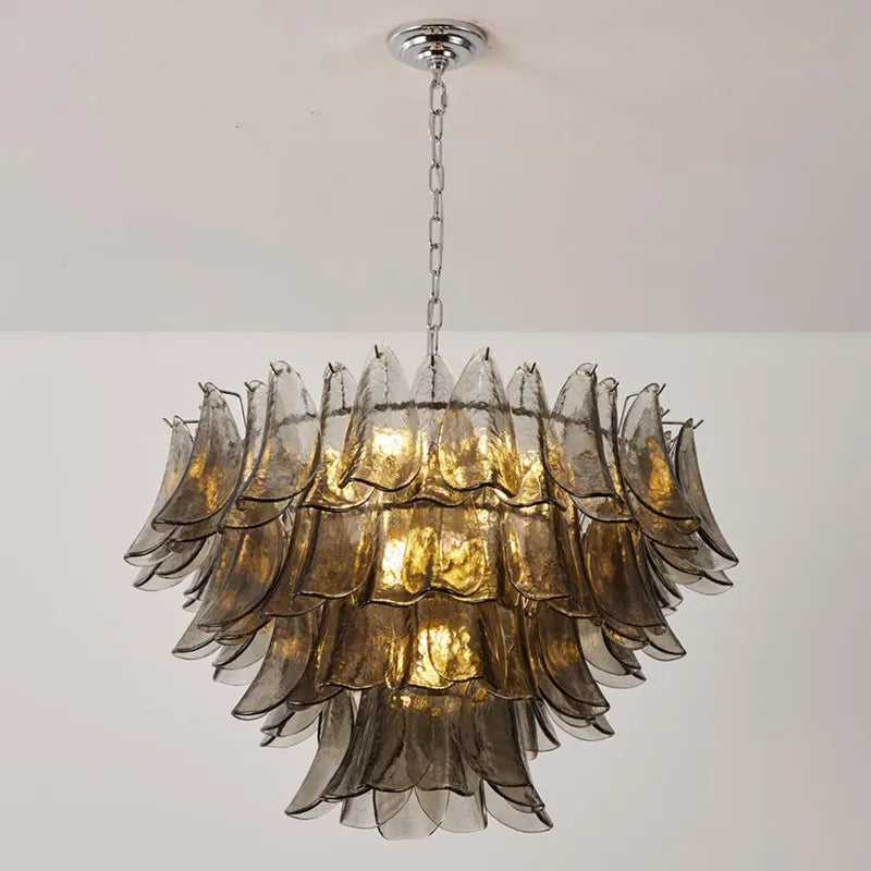 Murano Gray Glass Artistic Shell Design Indoor Led Chandelier Lamps For Bedroom Living Dining Room Home Decor Lighting